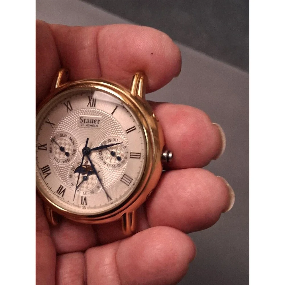 Vintage Stauer Automatic Calendar Watch Mens Visible Back